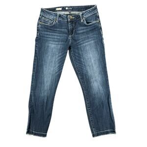 Kut From The Kloth Reese Ankle Straight Leg Jeans Blue Denim 6 Raw Hem